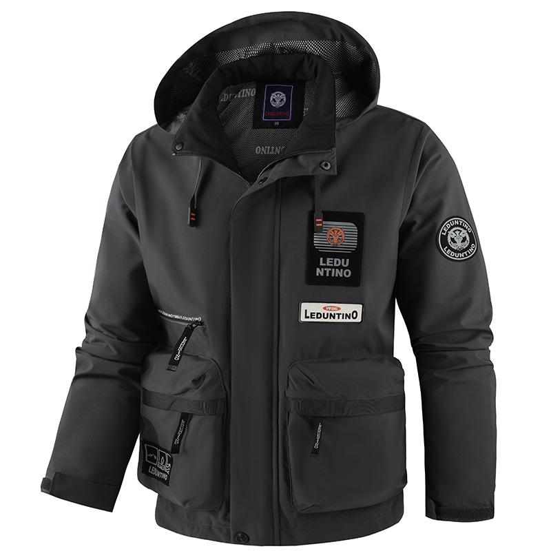 Solid Color Men's Casual Jacket, Parka Coat, Autumn and Winter Hooded Jacket, Men's Jacket