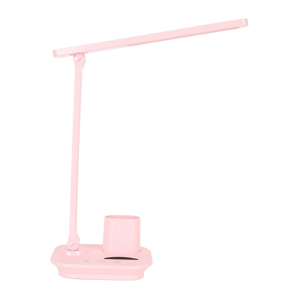 LED Desk Lamp 3 Colors Stepless Dimming Touch Control Eye Protection LED Reading Light with USB Output Pink