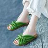 2025 Summer New Flat-bottomed Soft-bottomed Cool Slippers Women's Summer Wear One-word Slippers Fish Mouth Leather Square Head Slippers