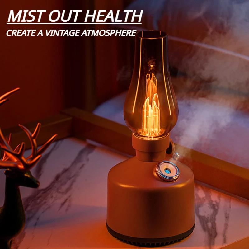 Retro Kerosene Lamp Humidifier 260ml Large Capacity Ultrasonic Mute Cool Mist Diffuser Essential Oil Air Humidifier for Home