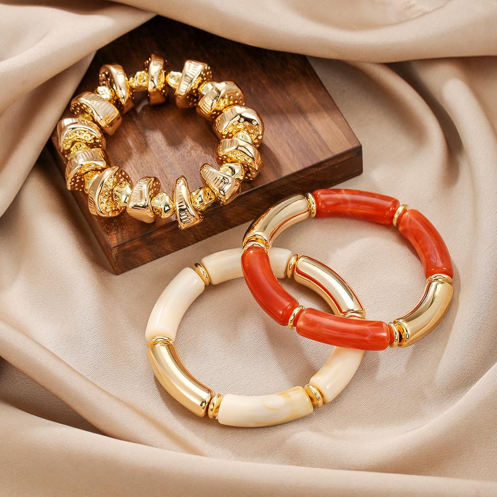 European Style Geometric Acrylic Ccb Bracelets For Women And Men With Handmade Design