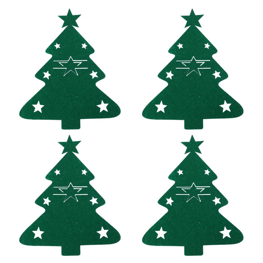 4PCS Christmas Cutlery Holder Bags Snowflake Xmas Tree Knife And Fork Pocket Cutlery Bag Xmas New Year Dinner Table Decorations