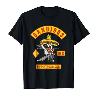 Herr märke t-shirt sommartopp t-shirts Bandido'S Stöd Din Lokala Rolig Svart T-shirt 4XL 5XL Sommarstil T-shirt