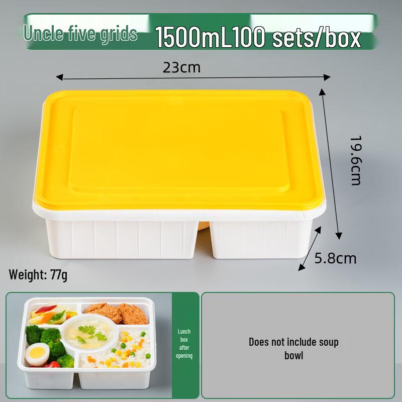 Shixun Disposable 5-Compartment Lunch Boxes