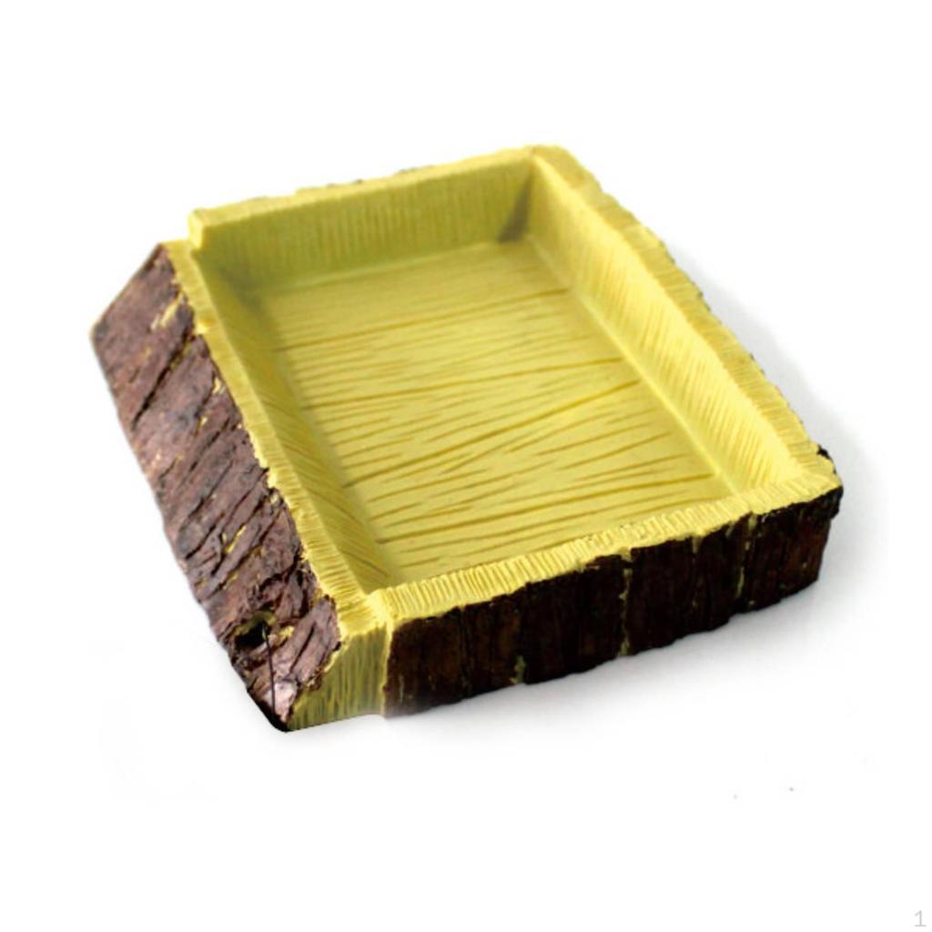 Reptile Food and Water Bowl Bark-Like Wood-Look for Reptiles