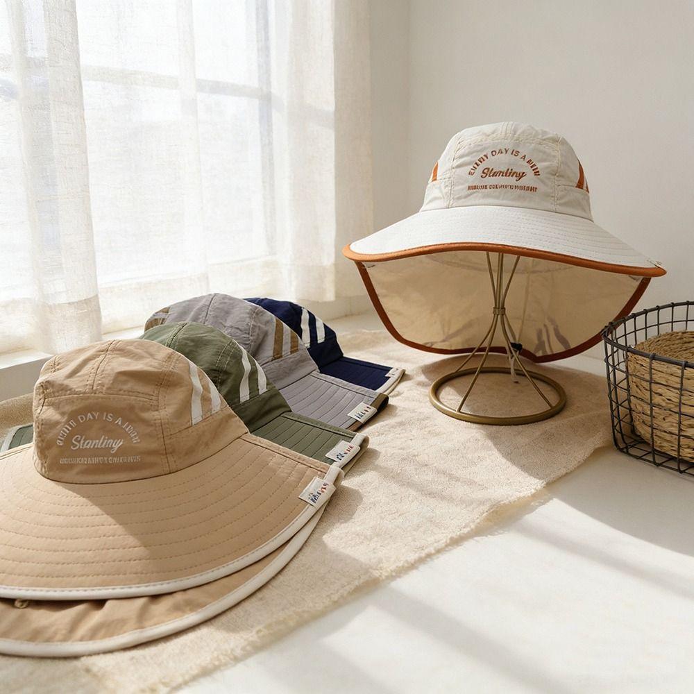 Wide Brim Kids Bucket Hat Neck Protection Sunscreen Hats New Fisherman Hat for Children