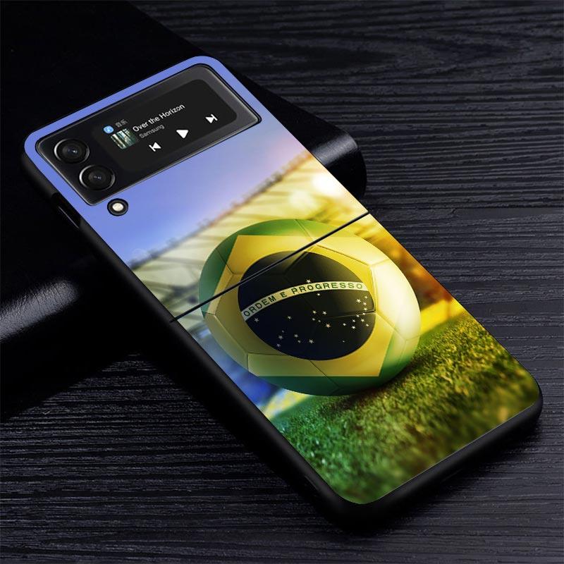 Football Soccer Ball Design Z Flip 7 Phnoe Case For Samsung Z Flip 6 5 4 3 5G Galaxy ZFlip7 ZFlip4 ZFlip5 ZFlip6 ZFlip3 Phone Co