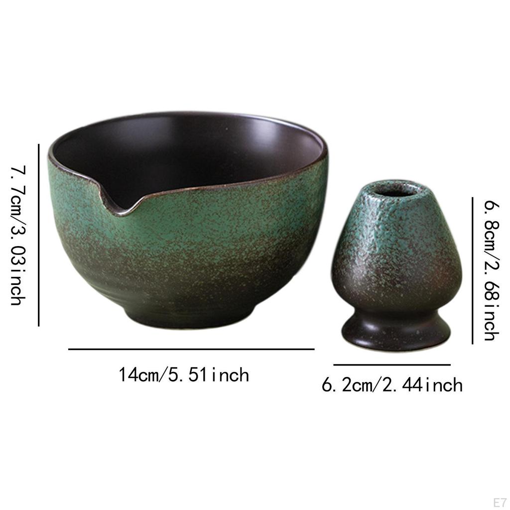 Japanische Matcha-Schüssel mit Schneebesenhalter, 430 ml, Keramiktasse für Büro und Schlafzimmer