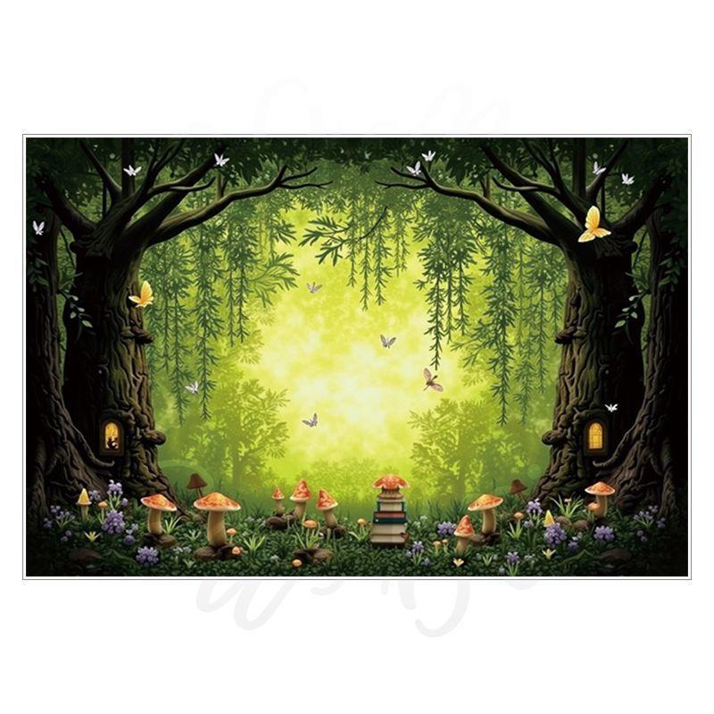 Spring Green Forest Photography Backdrop Fairy Princess Pet Landscaping Photo Backdrop