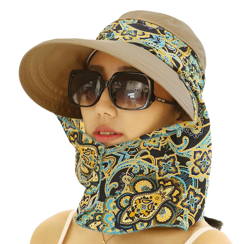Women Sun Hat Face Neck Protection Cap Breathable Foldable Detachable Hat For Lady Girl