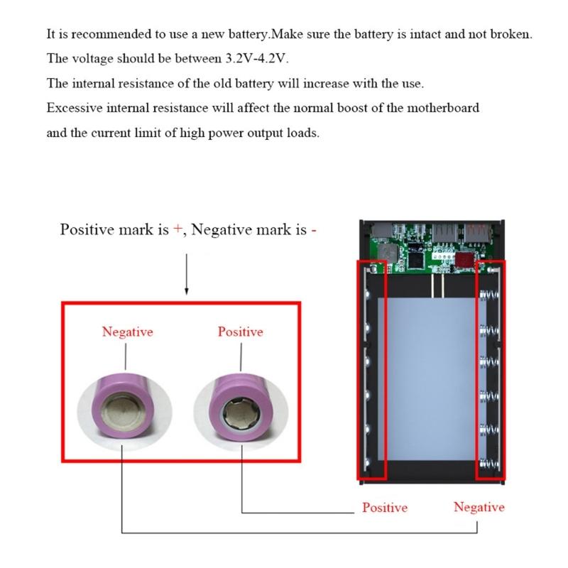 6x18650 Battery Storage Box PD Quick Charge Power Bank Case Support Wireless Charging/Quick Charging Functions