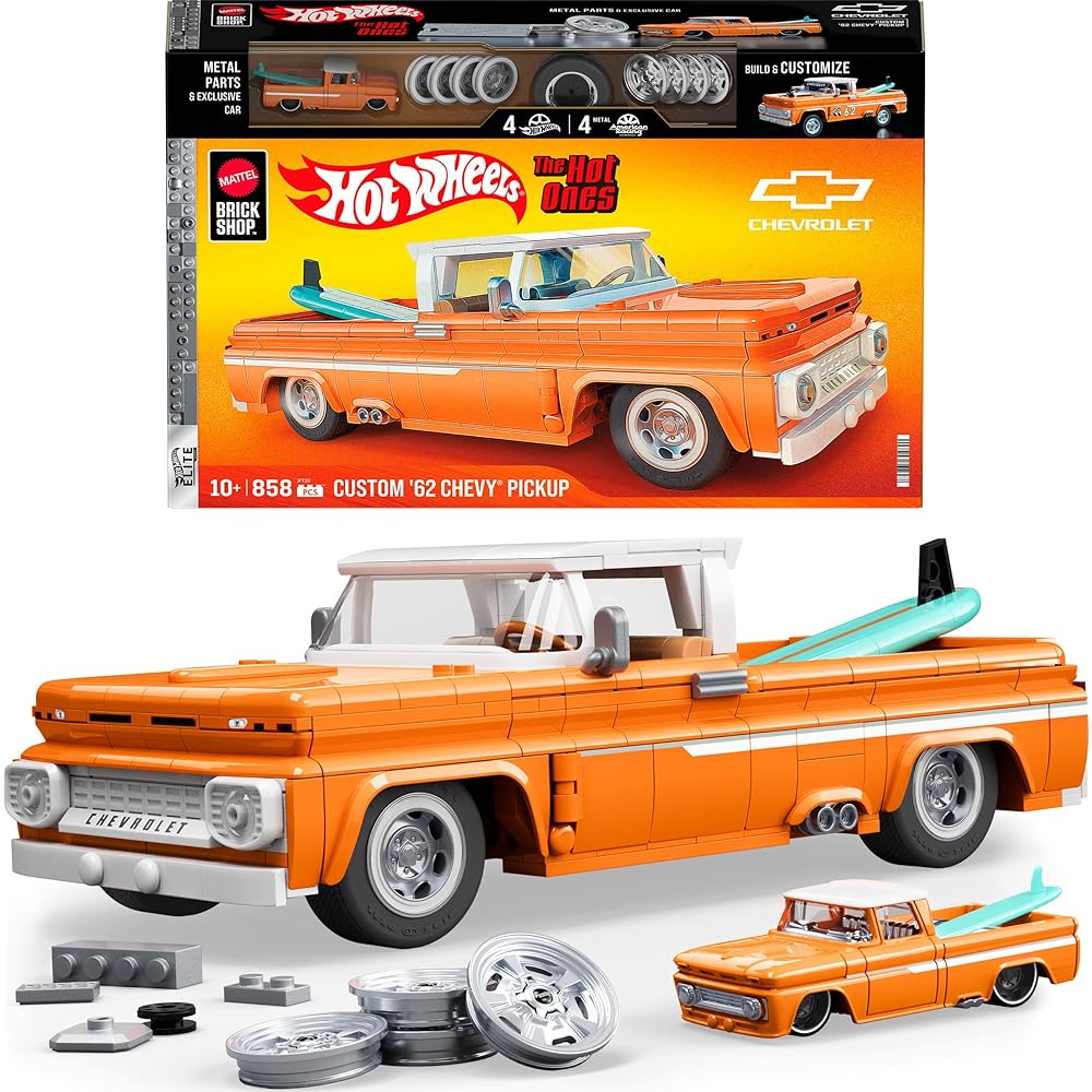 

Mattel Hot Wheels Elite Series Custom 62 Chevrolet Pickup Building Set 858 Pieces Realistic Details for Adults and Kids 10+