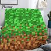 Miners Style Games Throw Blanket Pixel Grid Kids Flannel Blanket, Geometric Patchwork Pixelated Bed Versatile Home Cartoon Gamepad Video Girls