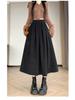 Plus Size Women's Corduroy Pleated A-Line Midi Skirt - Autumn/Winter