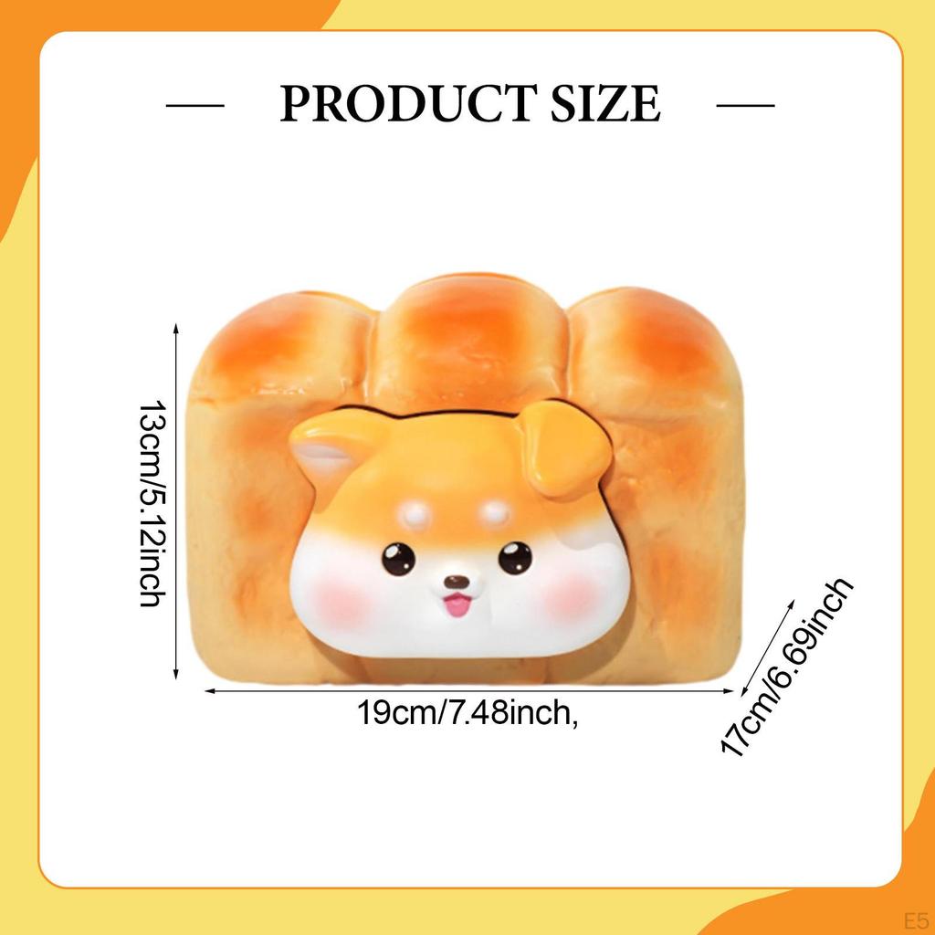 Tissue Box Cover Dispenser Gift Toast Shape Napkin Holder Paper for Office Desk Night