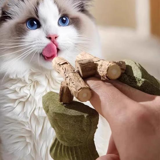 Natürliches Katzen-Kauspielzeug Fischgrätenform Katzenminze Silberrebe Kauspielzeug Zahnpflege Zahnreinigung Stick für Katzen Interaktives Spiel Mundgesundheit
