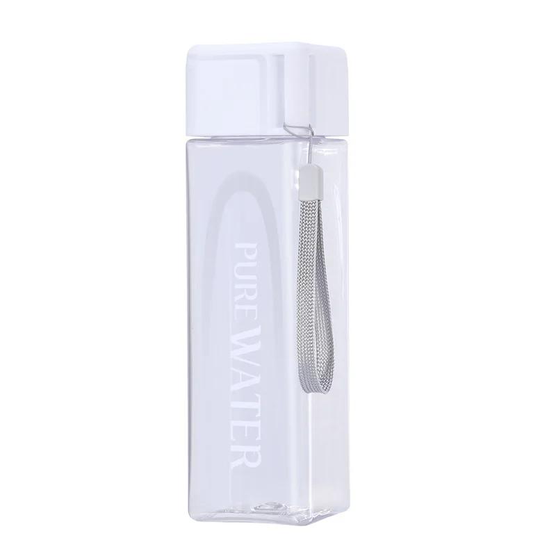 

Бутылка для воды 500 мл, спортивная бутылка Garafa Water Gourds, мотивирующая бутылка для воды для спортзала с веревкой, квадратная бутылка для воды, милая чашка для чая с молоком 500ml белый