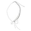Pearl Stitching Zircon Butterfly Tassel Necklace for Women - Trendy Light Luxury Design