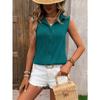 Gilet da donna senza maniche con bottoni, camicia con colletto testurizzato, top estivo casual ampio