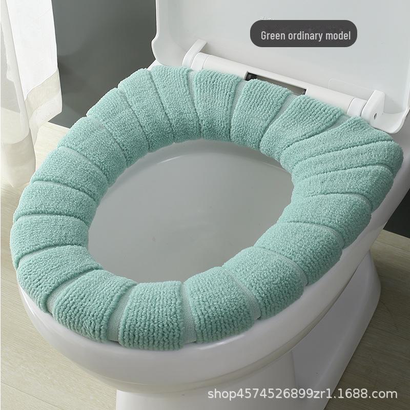 Pletený polštář na toaletní sedátko ve tvaru O s kresleným motivem - silný, pratelný potah