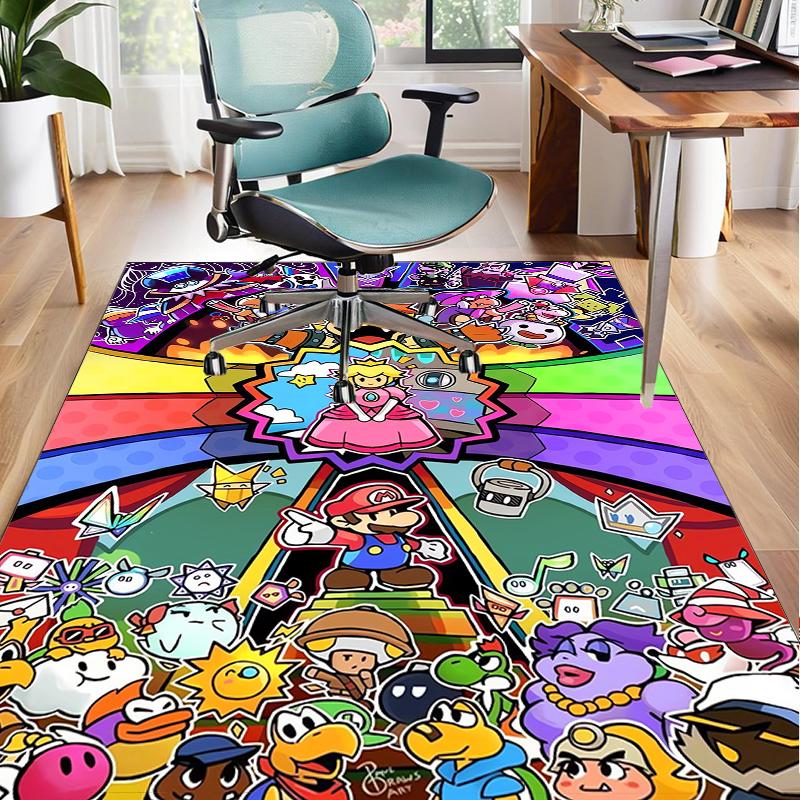 Princess Peach Adventure Office Rug Chair Mat, Game Carpet, Suitable for Front Door, Bedroom, Living Room, Desk, Holiday Gift