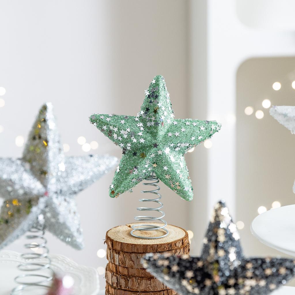 New Christmas tree top star decoration Sticky pink diamond scene foam pentagram Christmas tree top decoration