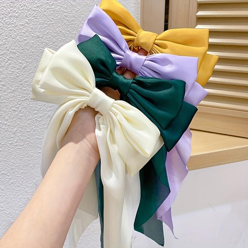 Elegant Fabric Bow Tie Hair Clip, Solid Color Duck Bill Long Streamer Hair Accessory, Single Piece Sweet Style Hairpin for Women