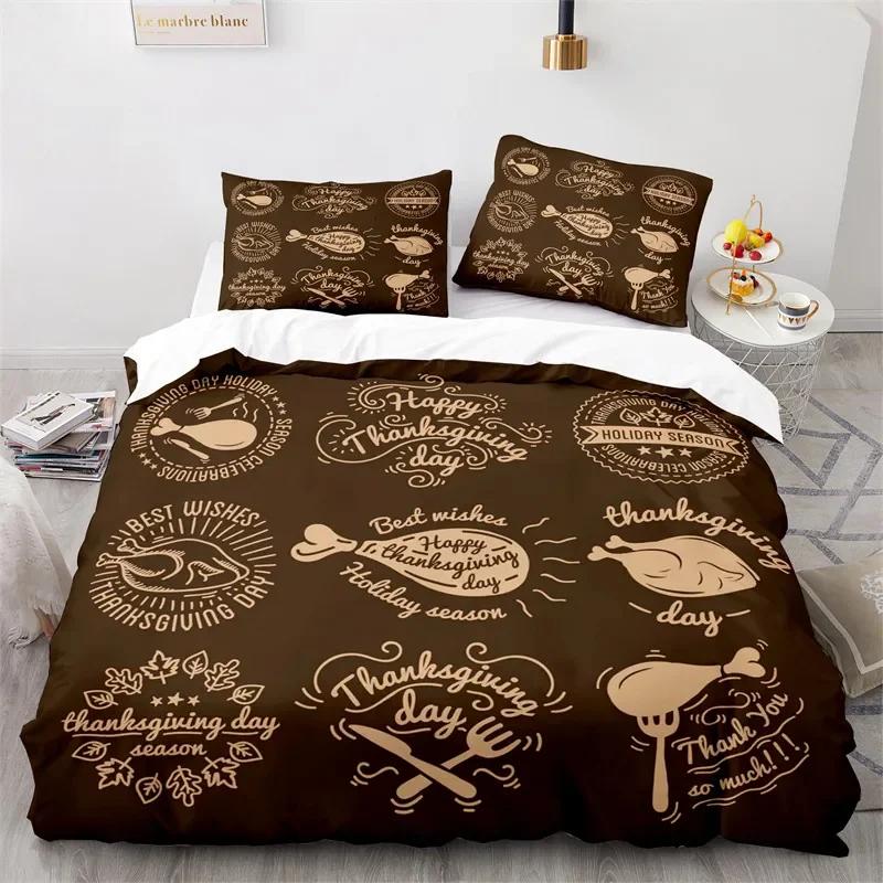 Comforter Thanksgiving Day Twin King Cartoon Pumpkin Turkey Bedding Set Microfiber Maple Leaves Comforter For Boys Teen