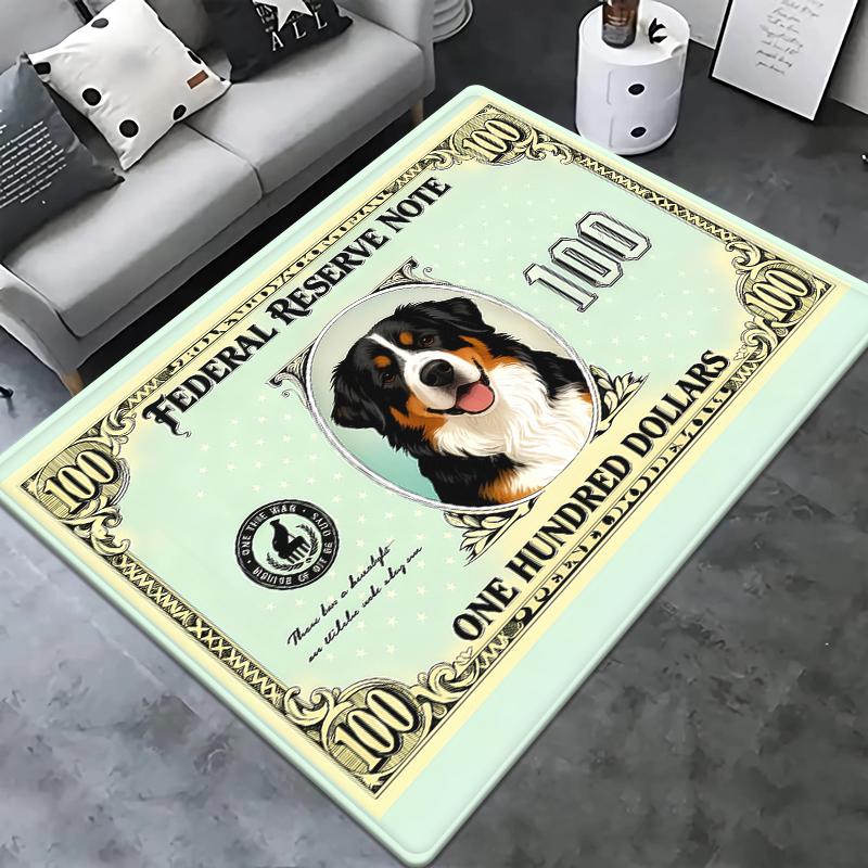 Dollar Husdjur Katter och Hundar Matta Kreativ Valutadesign Golvmatta för Vardagsrum Matta Entré Hall med Pengamönster Dekor