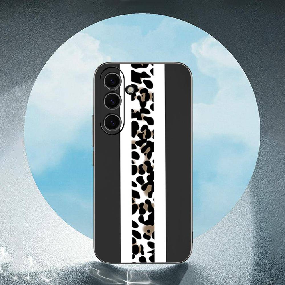 Fashion Leopard Print Luxury Black Phone Case For Samsung Galaxy S23 S24 S25 Ultra S22 Plus S21
