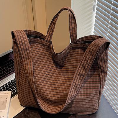 Karierte Tasche Herbst Neu Schultertasche Damen Lässig Mode Fauler Stil Pendler Schräg über die Schulter Tasche