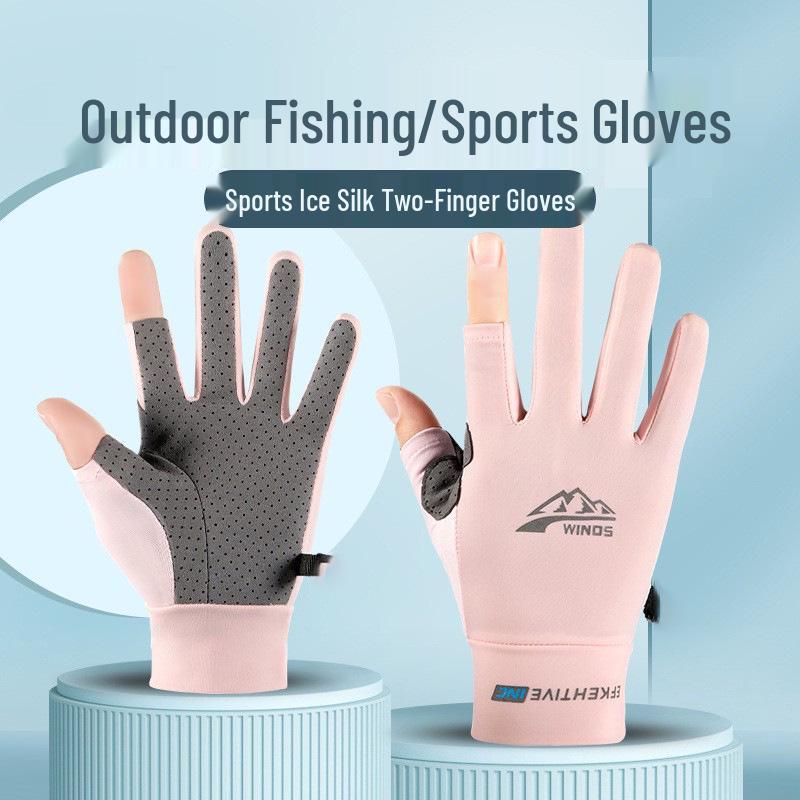 Unisex Sun Protection Ice Silk Gloves - Non-Slip, Breathable, Touchscreen-Friendly for Driving, Cycling, Fishing.