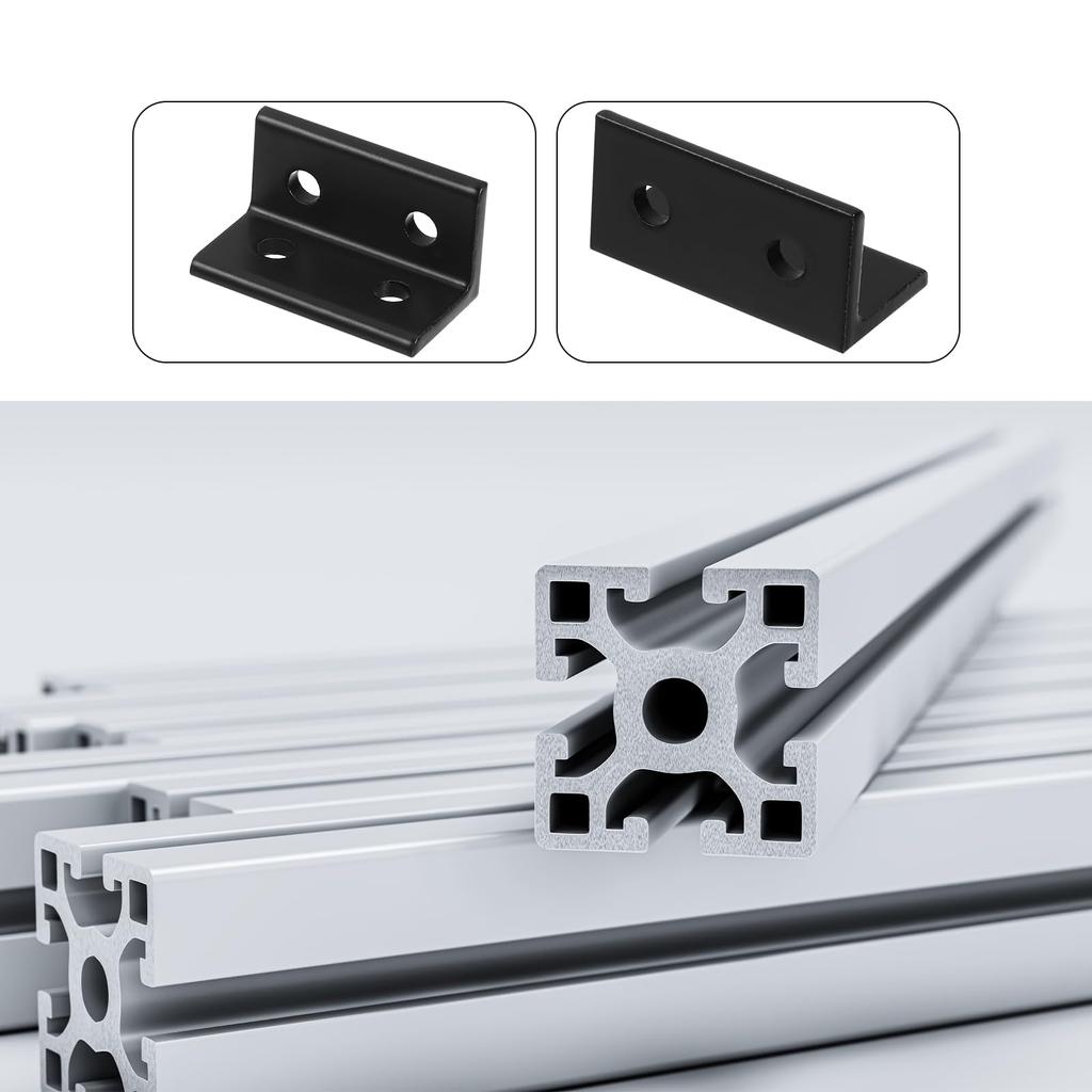 uxcell 2040 Aluminum Extruded Profile Corner Blacket 4 Hole L Shape Black Bracket Right Angle Joint Connector 4pcs