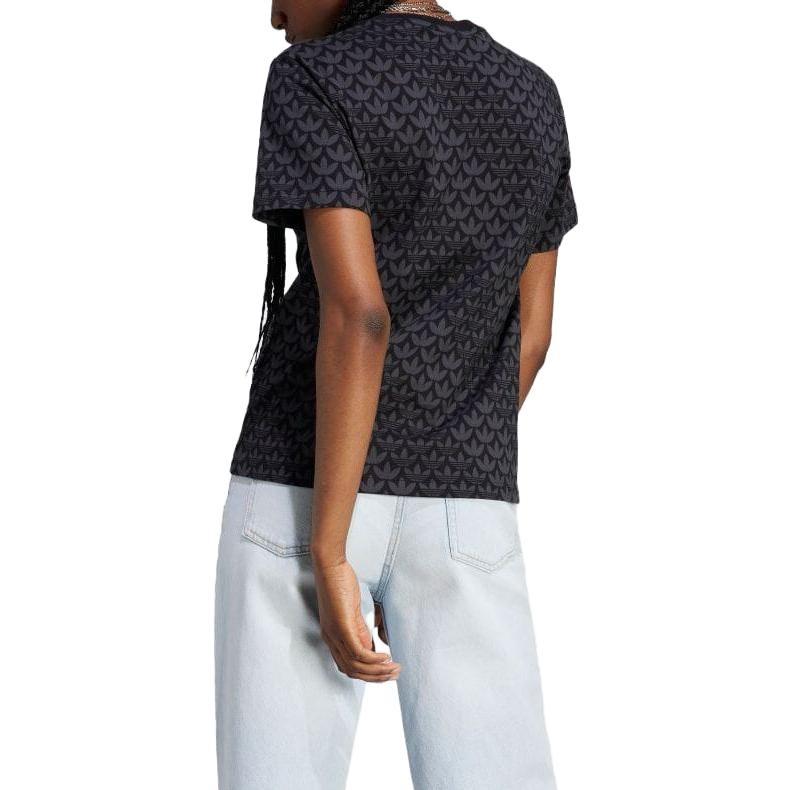 (WMNS) Adidas Trefoil Monogram Tee Asia Sizing 'Black' Women's II3180