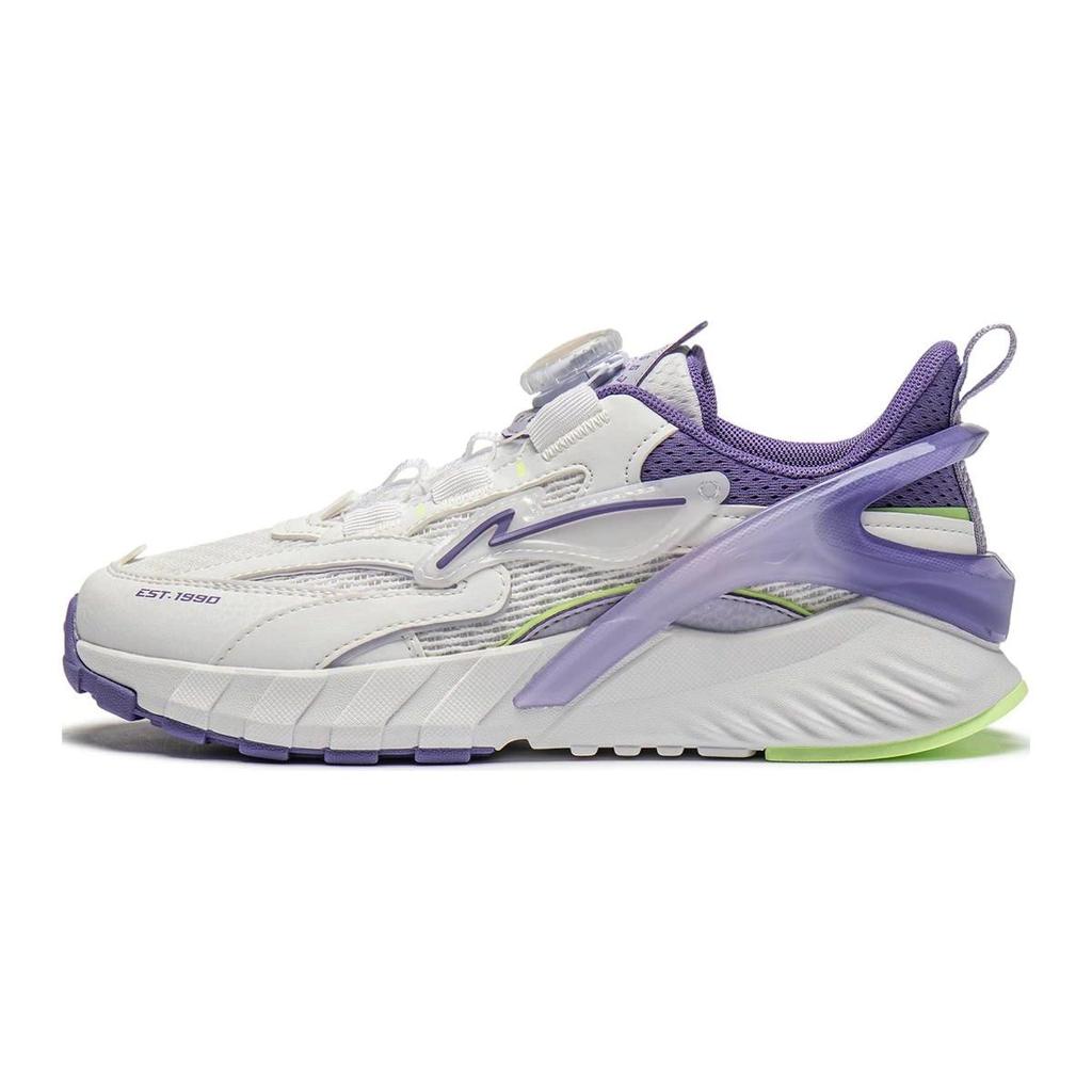 Li Ning Crianças Couro Sintético Confortável Versátil Antiderrapante Resistente ao Desgaste Cano Baixo Sapatos Casuais Crianças Sapatos Casuais Branco Roxo YKCU008-2