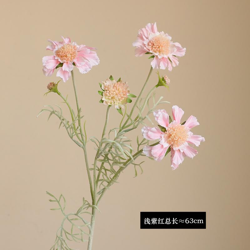 

High-quality simulated flocking wheel chrysanthemum cosmos, home furnishing hotel dining table floral decoration silk flower simulated flower рожевий