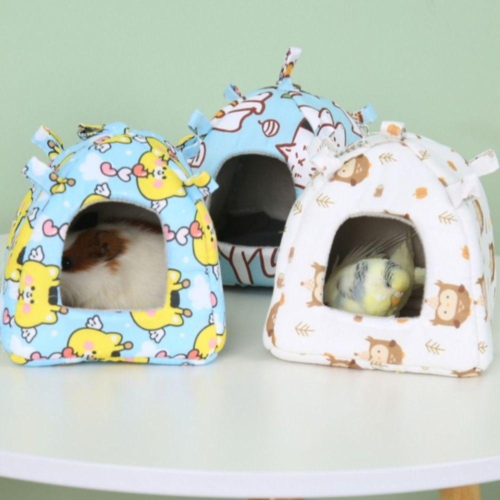 Print Design Parrot Hanging Hammock Cartoon Hamster Cage Nest Sleeping Bed Cave  for Pet Cage
