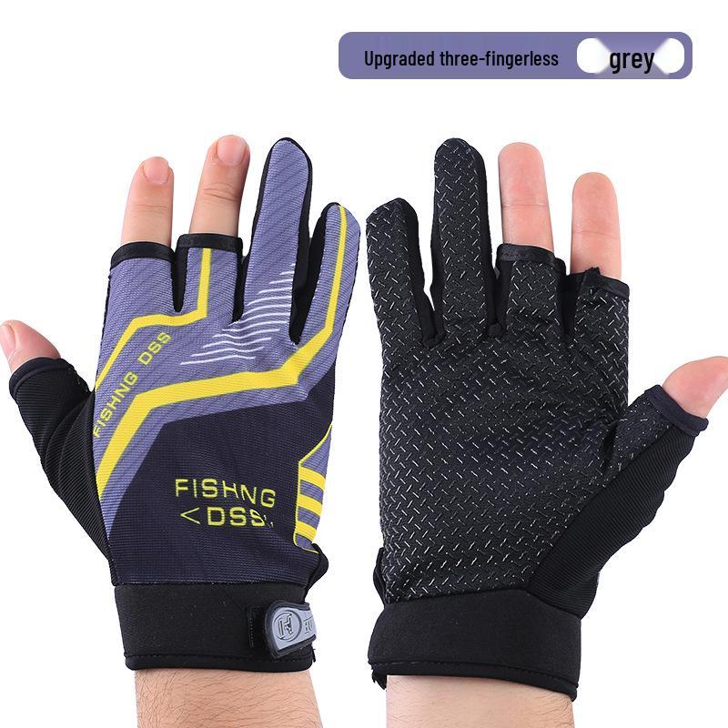 Men's Summer Sun Protection Anti-Slip Fingerless Fishing Gloves: Thin, Anti-Prick, Anti-Stab, Mosquito-Proof, Ice Silk Lure Design.