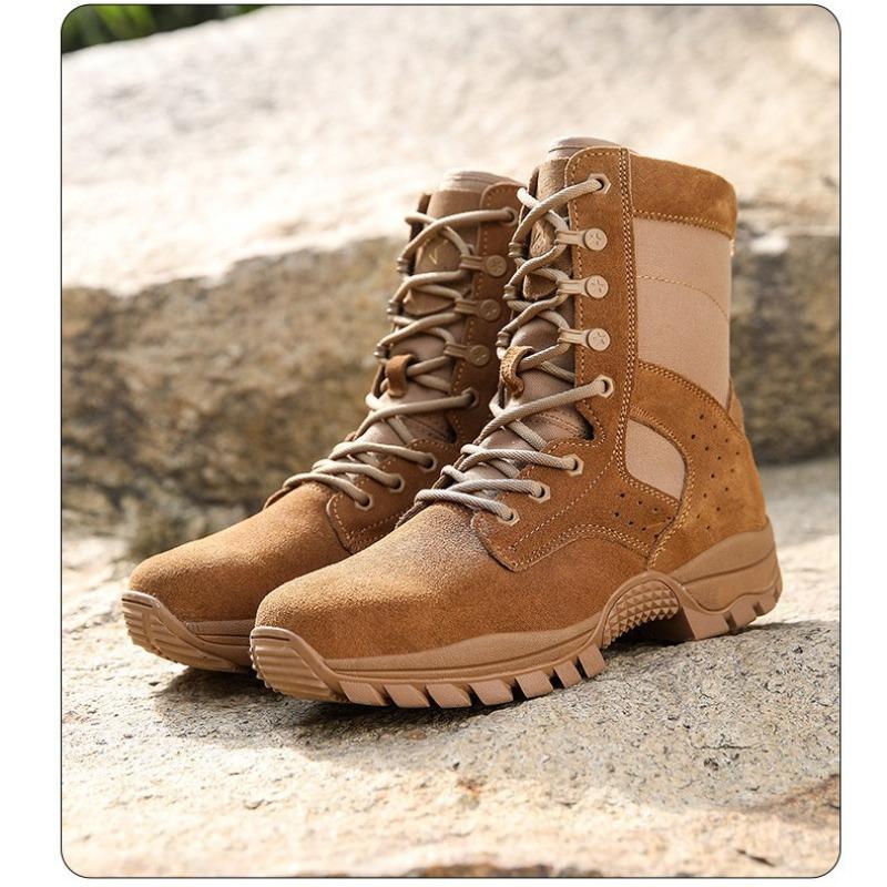 Kampfstiefel Braune Kampftrainingsstiefel Herren-Seitenreißverschluss-Trainingsstiefel Anti-Velours-Kampfstiefel Wanderschuhe Sicherheitsschuhe