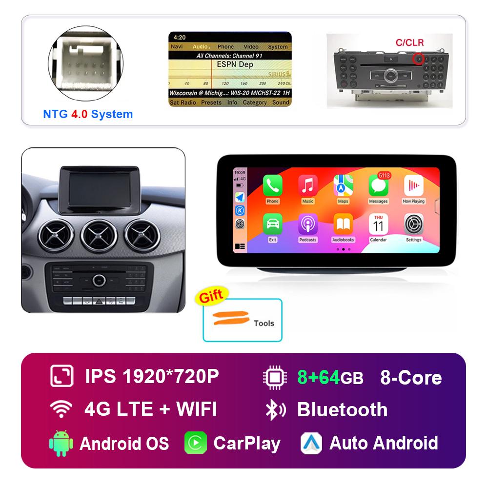 10.25 Inch 1920*720P for Benz B-Class W246 W245 2011 - 2019 NTG 4.0 4.5 System Android Car Radio Multimedia Player GPS 4G WiFi