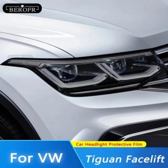 Car Headlight Protective Tint Film Smoke Black Transparent TPU Sticker For Volkswagen VW Tiguan R Line Facelift