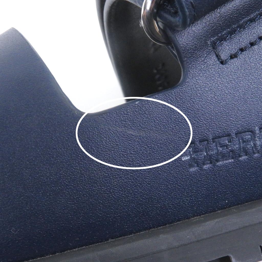 Great HERMES Sandals Shipre H logo Black blue leather mens 44 Used