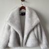Womens Faux Fox Fur Coat With Oversized Collar Warm Winter Outerwear Street Style
