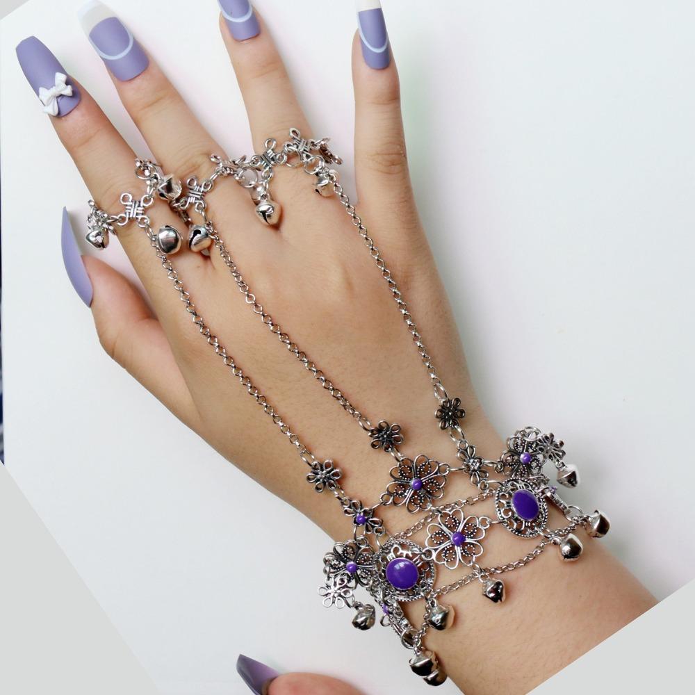 Bohemian Bell Bracelet Flower Hand Chain Fashion Vintage Bracelet  Festival