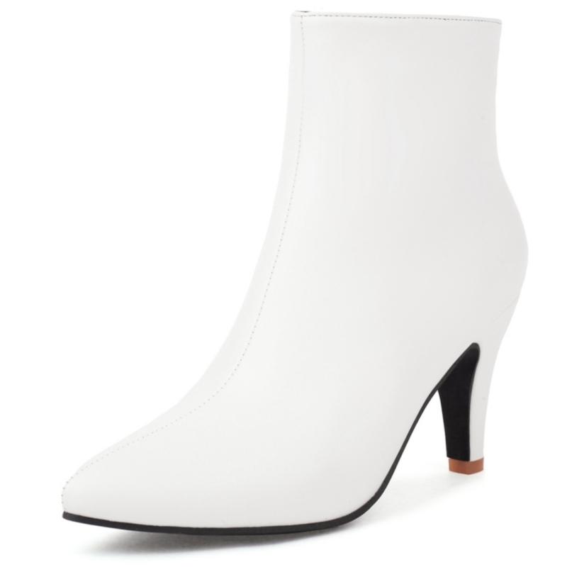 Модные элегантные женские ботильоны белые черные красные короткие женские водонепроницаемые зимние на высоком каблуке танцевальная обувь для вечеринок большой размер 45 48 39 белый 5880₽