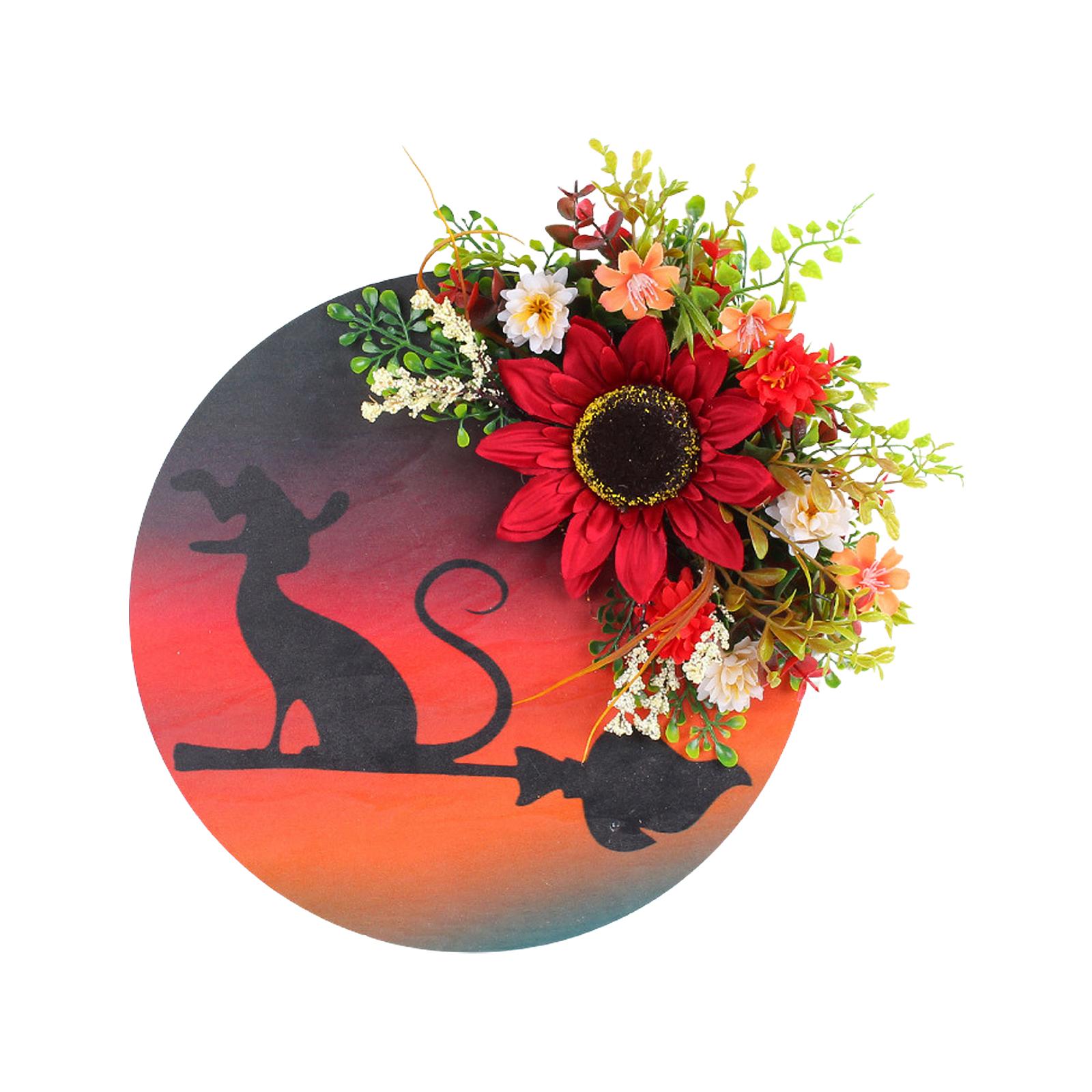 

Хэллоуин Венок Лунный Кот Украшение для Подвешивания на Дверь Искусственный Цветок Хэллоуин Венок