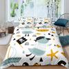 Carton Yelow Duck King Quen Soft Duvet Cover Farm Lovely Animal Beding Set Blue Buble Comfortable Quilt Cover Soft Polyester Warm Comforter Cover