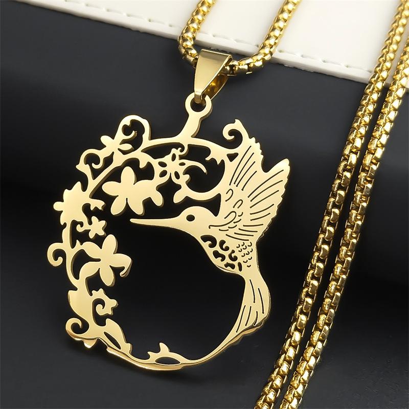 Bird Flower Chain Necklace for Women Men Animal Pendant Jewelry Accessories