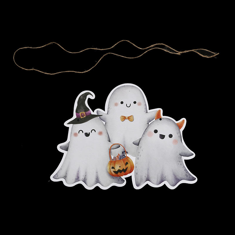 Creative Halloween Theme Spooky Ghost Paper Door Hanging Sign Front Door Porch Window Indoor Outdoor Party Scene Decor