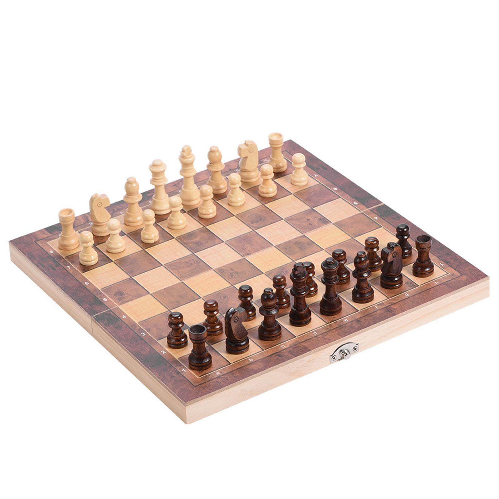 3in1 Portable Wooden Chessboard Folding Board Chess Game For Party Family Activities (29*29cm)